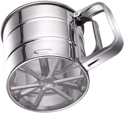 UK-1084 Flour Sifter/Atta chhani Hand Press Design Stainless Steel Flour Sifter Corrosion Resistant Large Capacity Flour Sieve Cup for Sugar Flour and Coffee Powder | Atta Chalni
