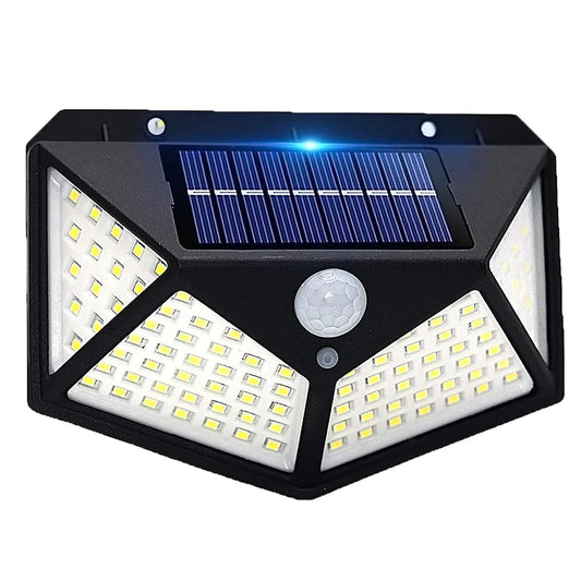 UK-0035 Solar Lights 100 LED Solar Security Light with Waterproof Wall Light Solar Powered and 3 Modes for Outdoor 1200mAh