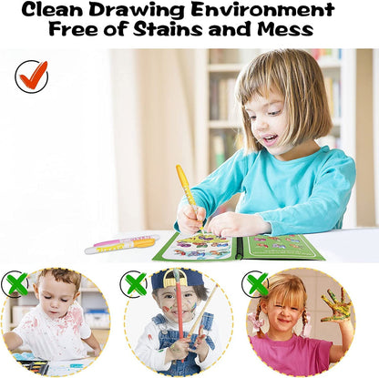 UK-0212 Magic Water Quick Dry Book for Water Coloring with Magic Pen Painting Board for Children Education Drawing Pad (Random Design & Assorted Color)