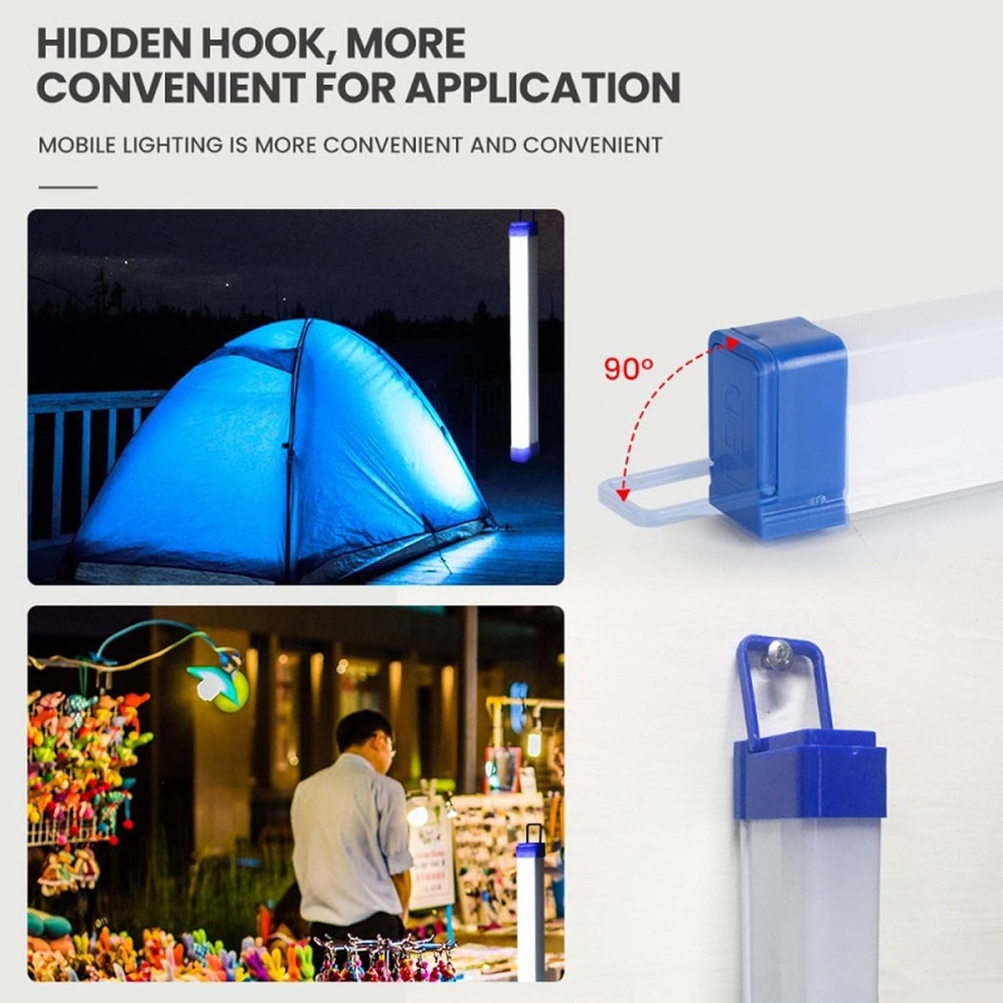 UK-0983 Night Lights, Portable LED Work Lights with Powerful Magnet USB Rechargeable Portable Emergency Light for Outdoor Camping Hiking Night Fishing Emergency Car Repairing Blackout Emergency (15cm)