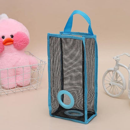 UK-0630 Garbage Bag Storage Breathable Mesh Hanging Holder Foldable Recycle Plastic Bag Organizer for Home and Kitchen