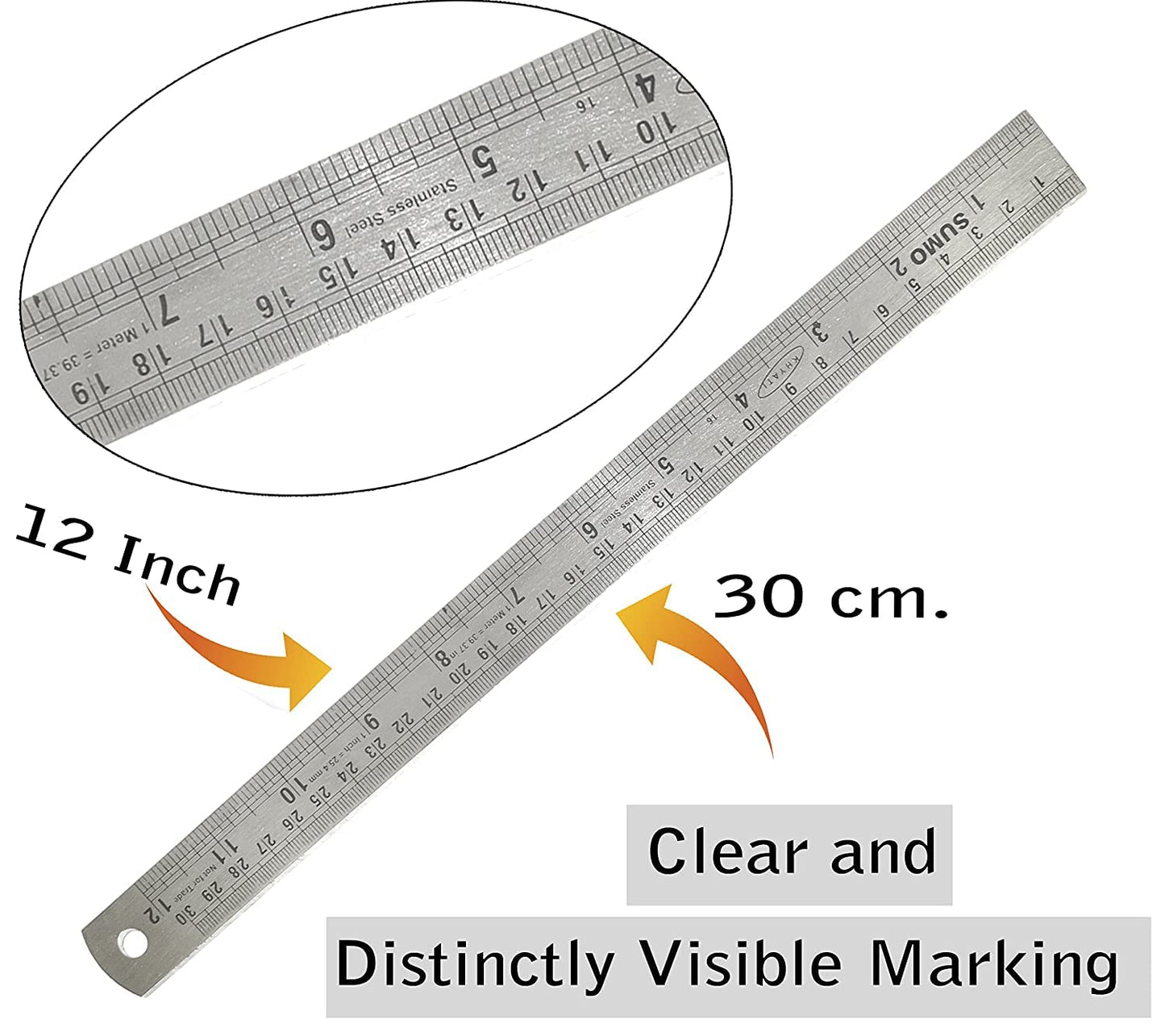 Stainless Steel Ruler Scale Long double Side Measuring Tool for Architects, Engineers, College Students