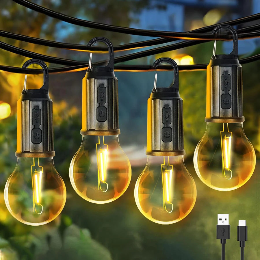 UK-0078 Camping Light, Hanging Tent Light Bulb with Hook, Dimmable LED Camping Lantern, 3 Lighting Modes