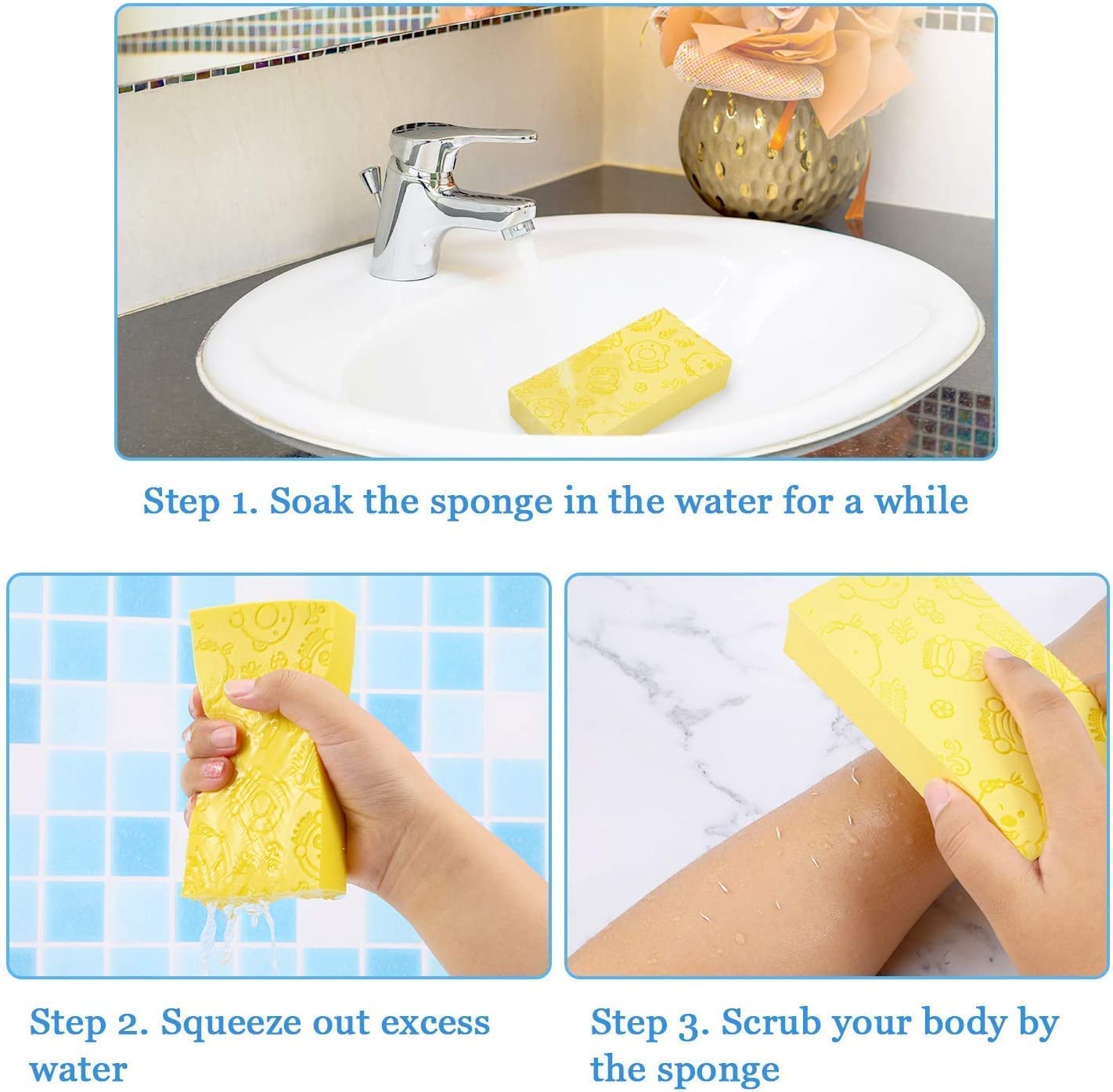 UK-0132   Ultra Soft Exfoliating Sponge | Asian Bath Sponge For Shower | Japanese Spa Cellulite Massager