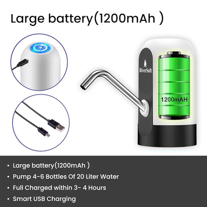 UK-0128  Automatic Drinking Cooler USB Charger Portable Pump Dispenser| Wireless Water Can Dispenser Pump