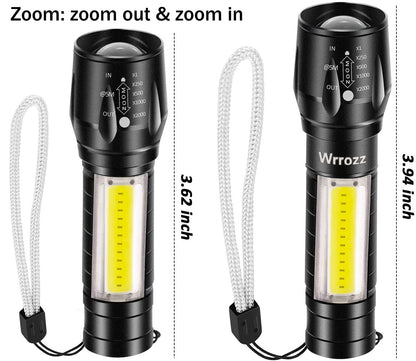 UK-0197 Mini Torch Light, Ultra Brightest Small Flash Light Handheld Pocket Compact Portable Tiny Lamp with COB Side Lantern