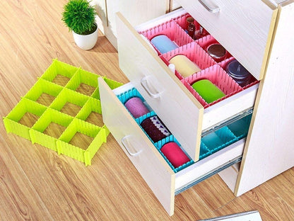 UK-0243 Drawer Divider Organizers, DIY Plastic Grid, Plastic Adjustable Drawer Dividers Makeup Socks, Underwear, Organizer for Clothes, Kitchen, Office