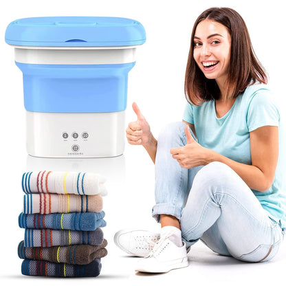 UK-0265 Mini Washing Machine Portable Folding Washing Machine Bucket Washer Single Person Use Mobile Foldable Washing & Spin Dry for Camping,Travel, Lightweight and Easy to Carry