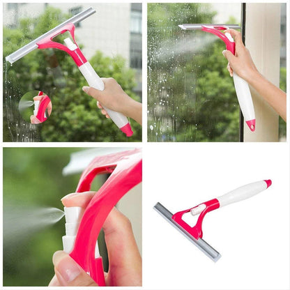 UK-0213 Glass Wiper Car Window Cleaner 3 in 1 Spray Type Cleaning Easy Glass Wiper Window Cleaning Wiper Spray Bottle Sprayer Glass Wiper Window Mirror Cleaning for Bathroom Tiles