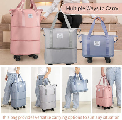 UK-1035 Duffel Trolley Bags for Travel,Luggage Bags for Travel,Rolling Duffle Bag with Wheels,Travel Bags for Luggage Trolley,Expandable Foldable Duffle Bag with Wheels
