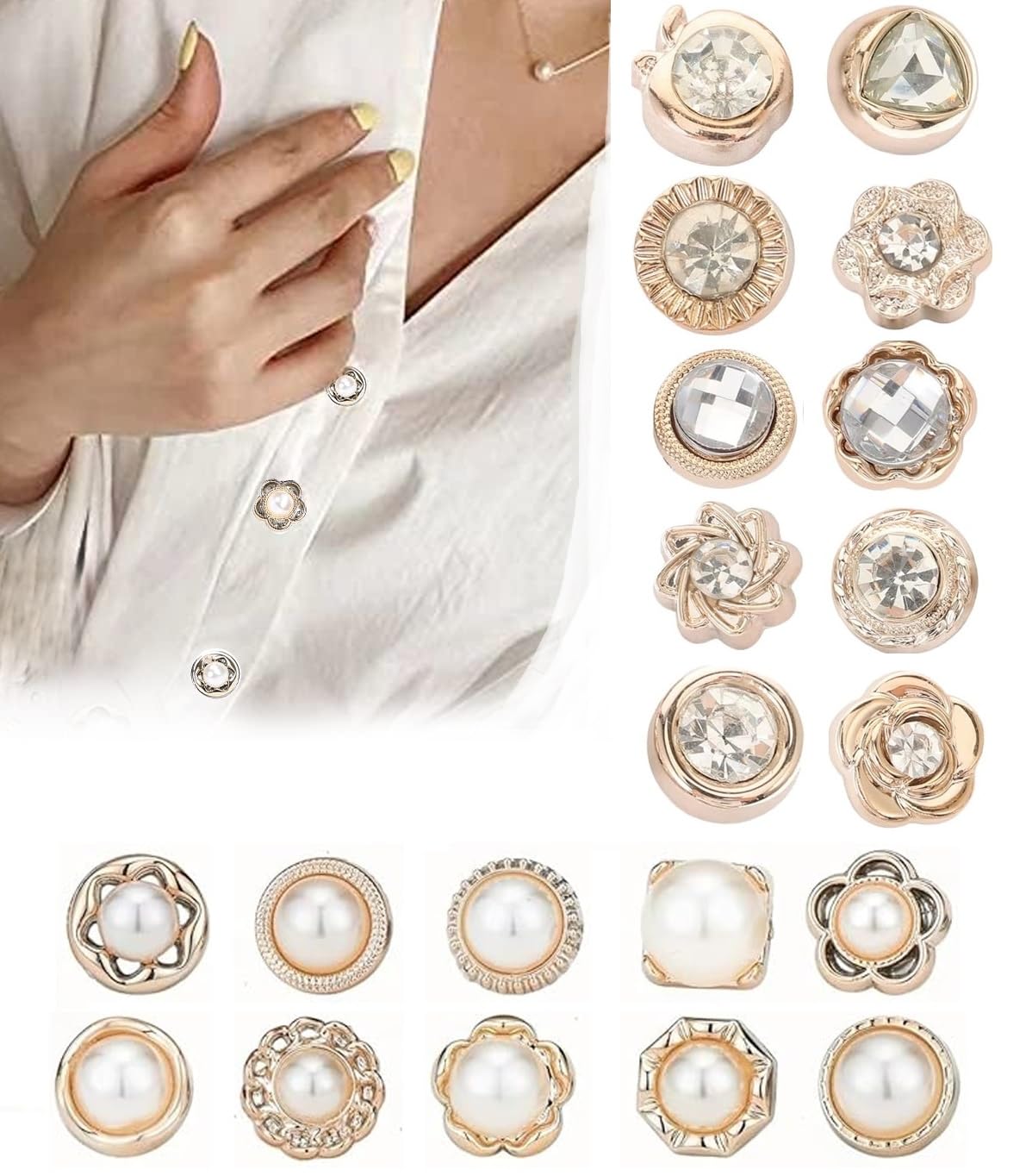 UK-1091 10Pcs Safety Buttons for Women Brooch for Women Women Shirt Brooch Buttons Cover up Button Pearl Safety Brooch Pins Button for Clothing Dress Supplies Clothing Bags Accessories Supplies DIY Crafts