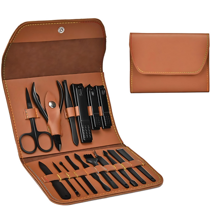 UK-0964 Manicure Set Nail Clipper Kit - 16 Pieces Stainless Steel Manicure Kit, Nail Care Tools for Hand & Feet, Nail Clippers Pedicure Professional Grooming Kits for Facial, Hand & Foot Care