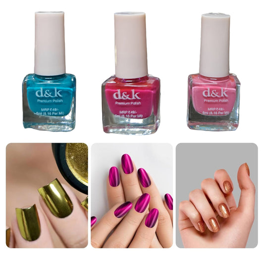 Nail Polish, Metallic Finish Nail Paint, Quick drying, Long-Lasting Multicolor Nail paint for Women and Girls