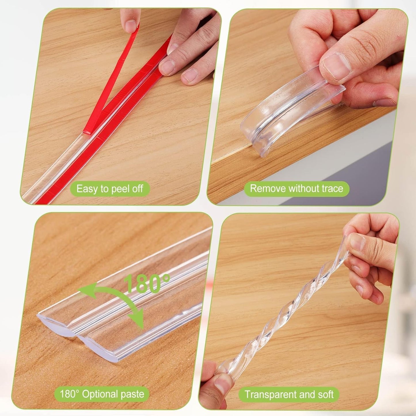 UK-1027 Corner Guards, Strip Customized Self- Adhesive Protector Tape with Silicone Bumper Strip Triangle Cuttable Corner Guards, Protector Strip(1 Meter)