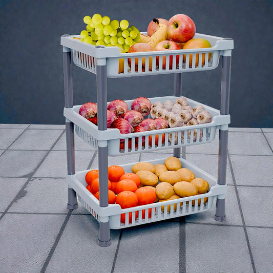 UK-1067 3-Layer Kitchen Rack Stand/Multipurpose Rack for Storage/Vegetable Stand for Kitchen Storage Rack/Durable Kitchen Racks for Storage