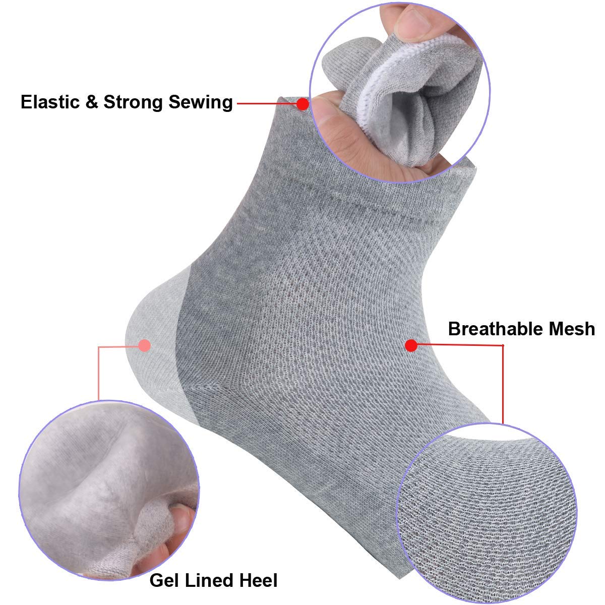 UK-0125  Heel Pain Relief Silicone Gel Heel Socks, Toeless Spa Sock for Foot Care Treatment, Orthopaedic Socks Heel Protector Socks For Men And Women