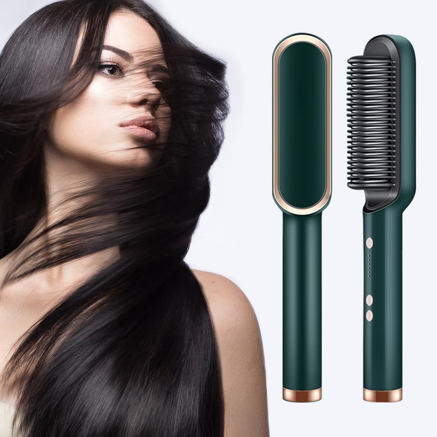 UK-0370 Hair Straightener, Hair Straightener Comb For Women & Men, Hair Styler, Straightener Machine Brush/Ptc Heating Electric Straightener With 5 Temperature Rain Clean