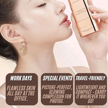 UK-1040 Beauty Foundation Stick, 2-in-1 Multifunctional Moisturizing Foundation Stick with Brush, Long Lasting Natural Matte Finish, Lightweight, Waterproof, 20g, Suitable for All Skin Types
