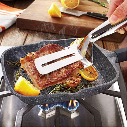 UK-0193 BBQ Cooking Tool Frying Turner Double Sided Spatula Multi-Functional Stainless Steel Food Flipping Clip Steak Tong Food Clamp