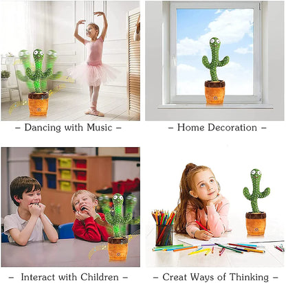 UK-0076 Dancing Cactus Toy for Babies Talking, Speaking, Recording | Repeat What You Say | Singing Electronic Pet for Toddlers | Swing and Sing Toy-Charger Cactus Toy Plant..