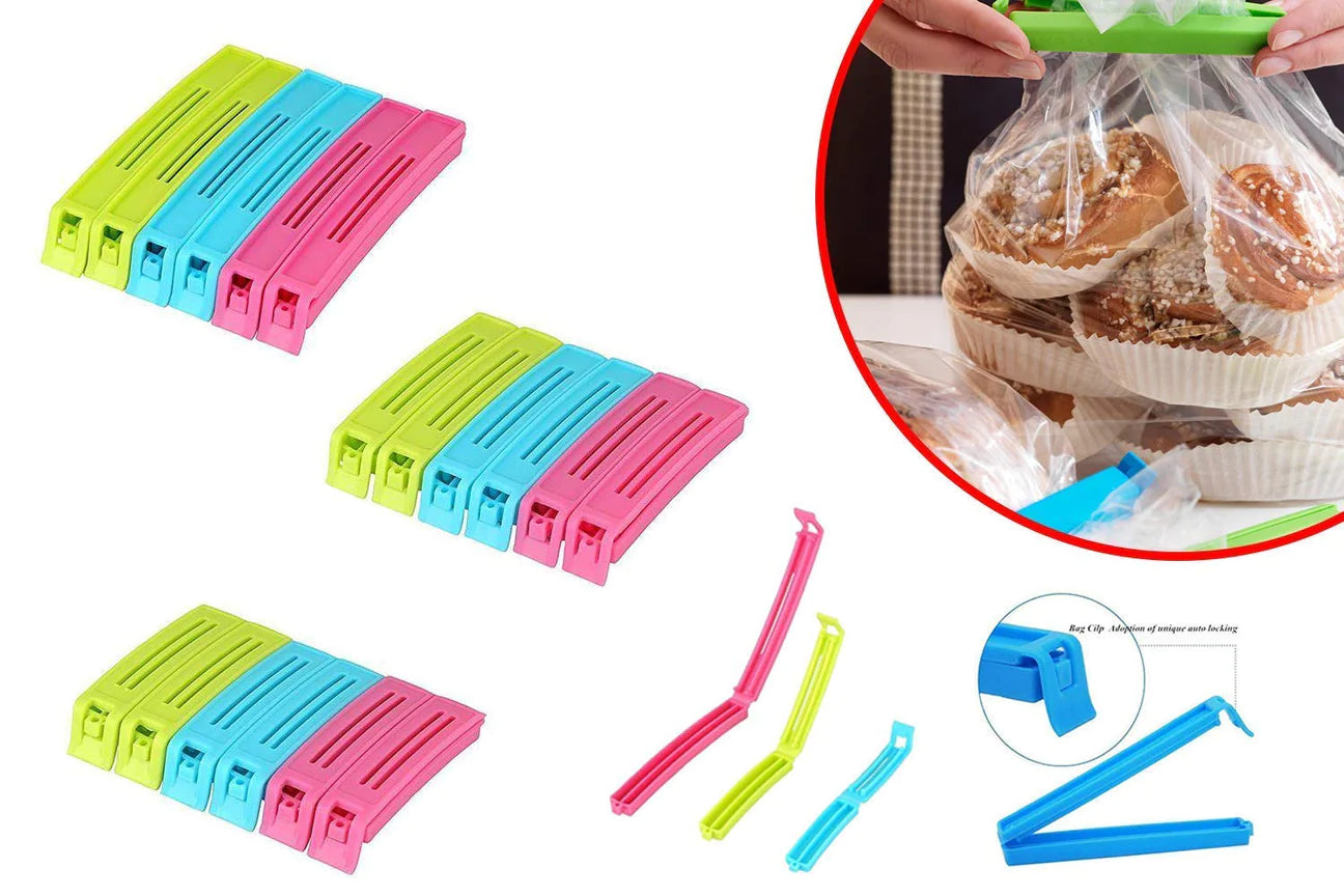 UK-0060 18Pc Plastic Food Snack Bag Pouch Clip Sealer for Keeping Food Fresh for Home, Kitchen, Camping Snack Seal Sealing Bag Clips (Multi-Color)