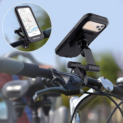 UK-1083 Bike Phone Mount Waterproof Phone Holder 360° Rotation Universal Handlebar Mount for 4-7.2 Inch Smartphones Bike Mobile Stand