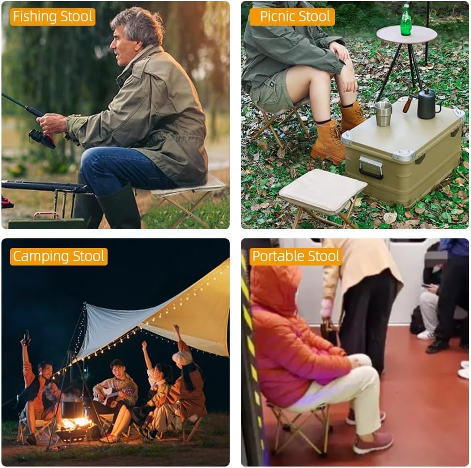 UK-0963 Folding Stool, Mini Outdoor Camping Stool, Portable Small Foldable Lightweight Hunting Seat with Zippered Carrying Bag, Folding Slacker Chairs for Fishing Travelling Picnics
