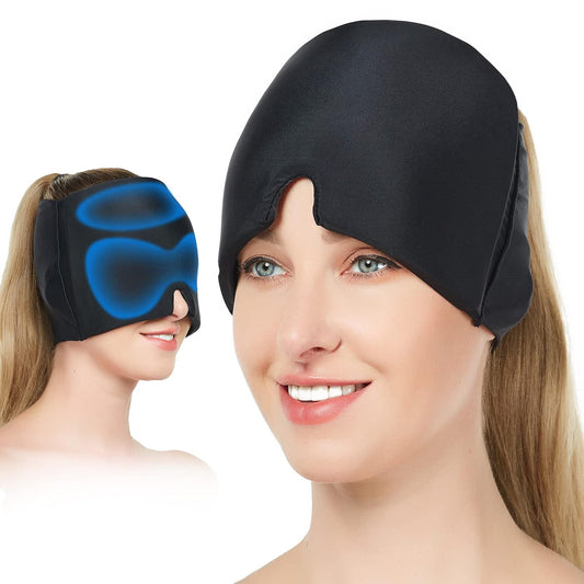 UK-0848 Relief Cap, Cold Therapy Headache Relief Hat/Ice Head Wrap/Ice Pack Mask, Cold Compress Headache Relief Cap for Tension, Sinus & Stress