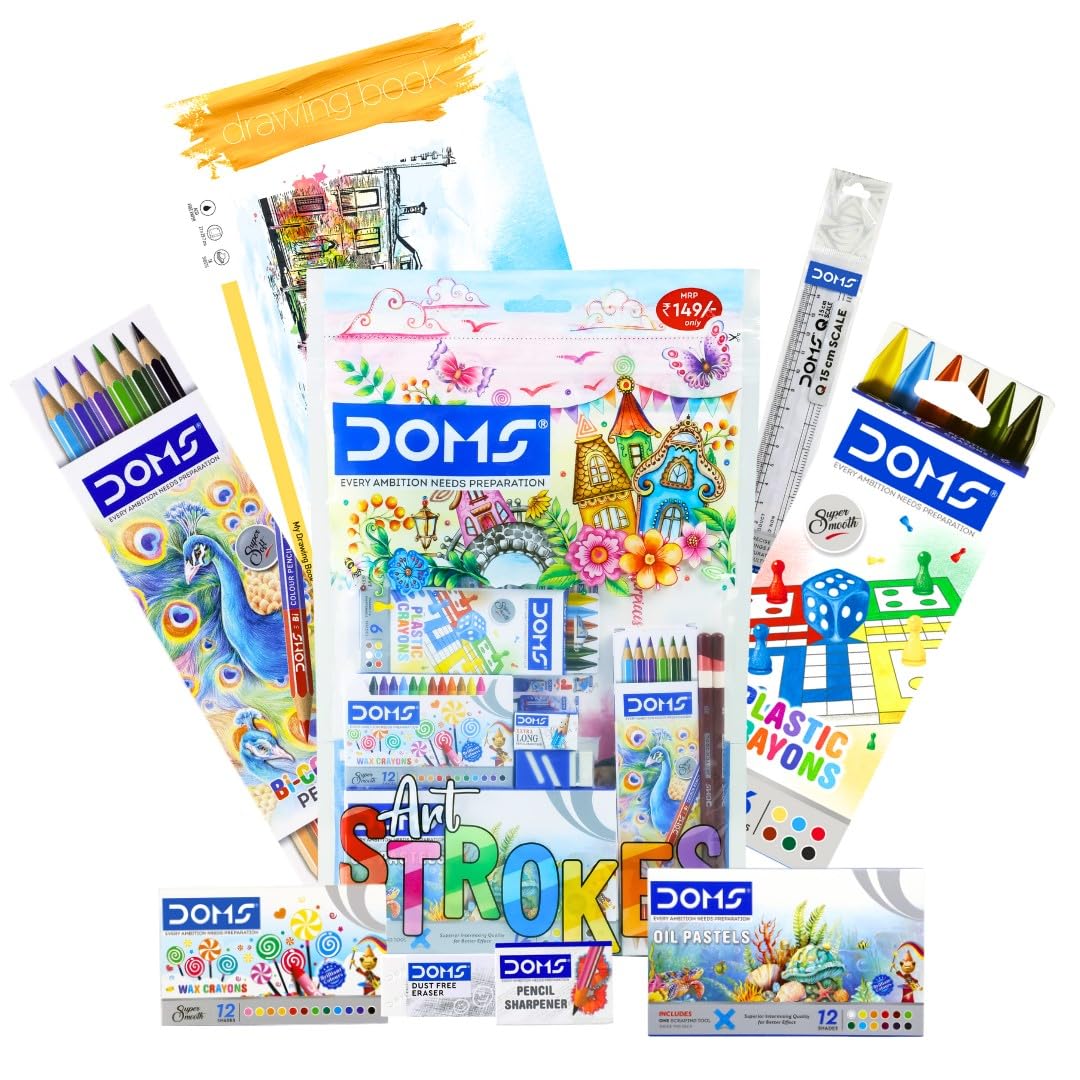 UK-0988 Doms Art Strokes Kit | Perfect Value Pack | Kit For Creative Minds | Gifting Range For Kids