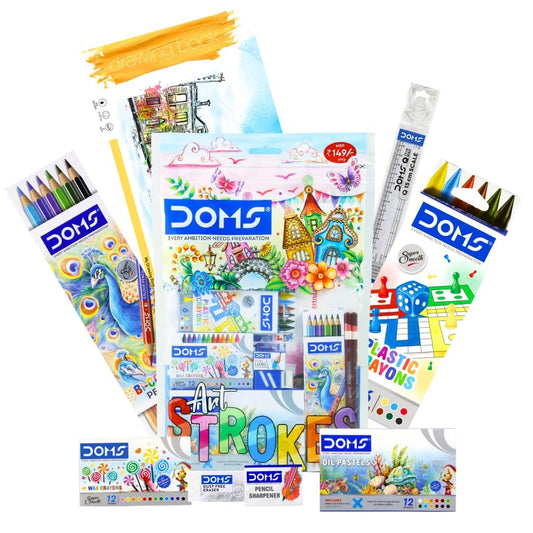 UK-0988 Doms Art Strokes Kit | Perfect Value Pack | Kit For Creative Minds | Gifting Range For Kids