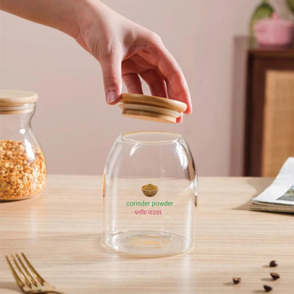 UK-0854 Kitchen Container Sticker  |  Kitchen Label Sticker Hindi English with Picture for Jar Glass Bottle Home Organiser