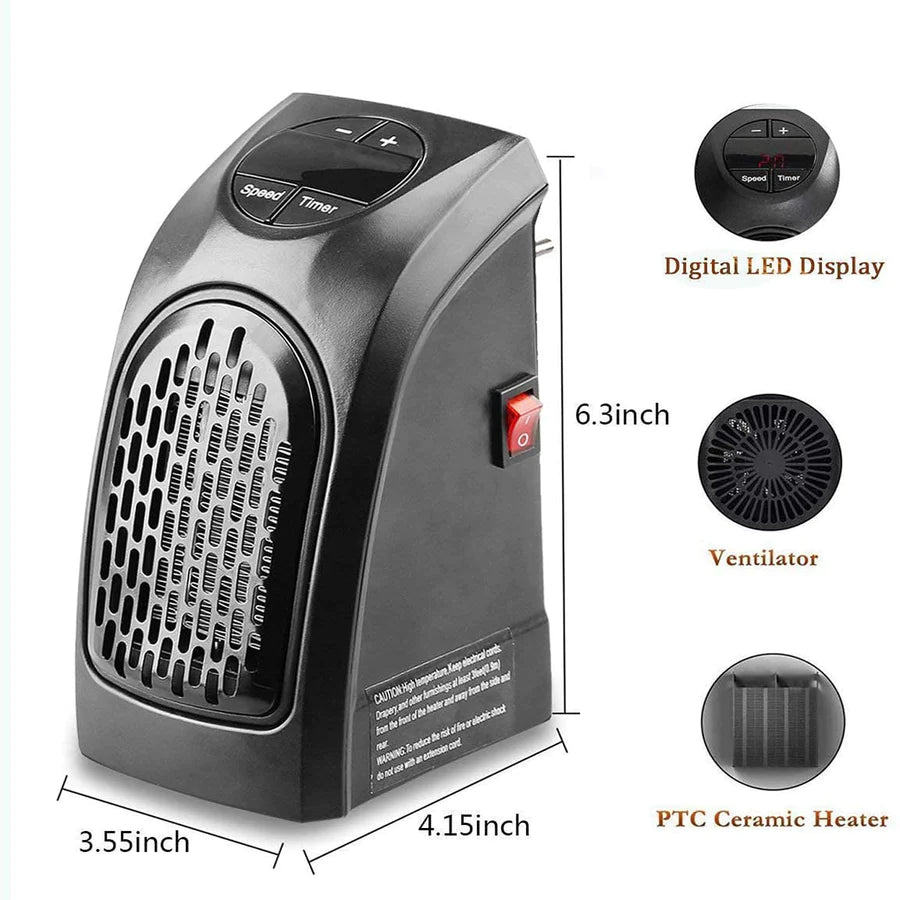 UK-0084 Small Electric Handy Room Heater Compact Plug-in, The Wall Outlet Space Heater 400Watts, Handy Air Warmer Blower