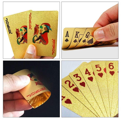 UK-0449 Gold Plated Poker Playing Cards, Classic PVC Poker Table Cards for Adults