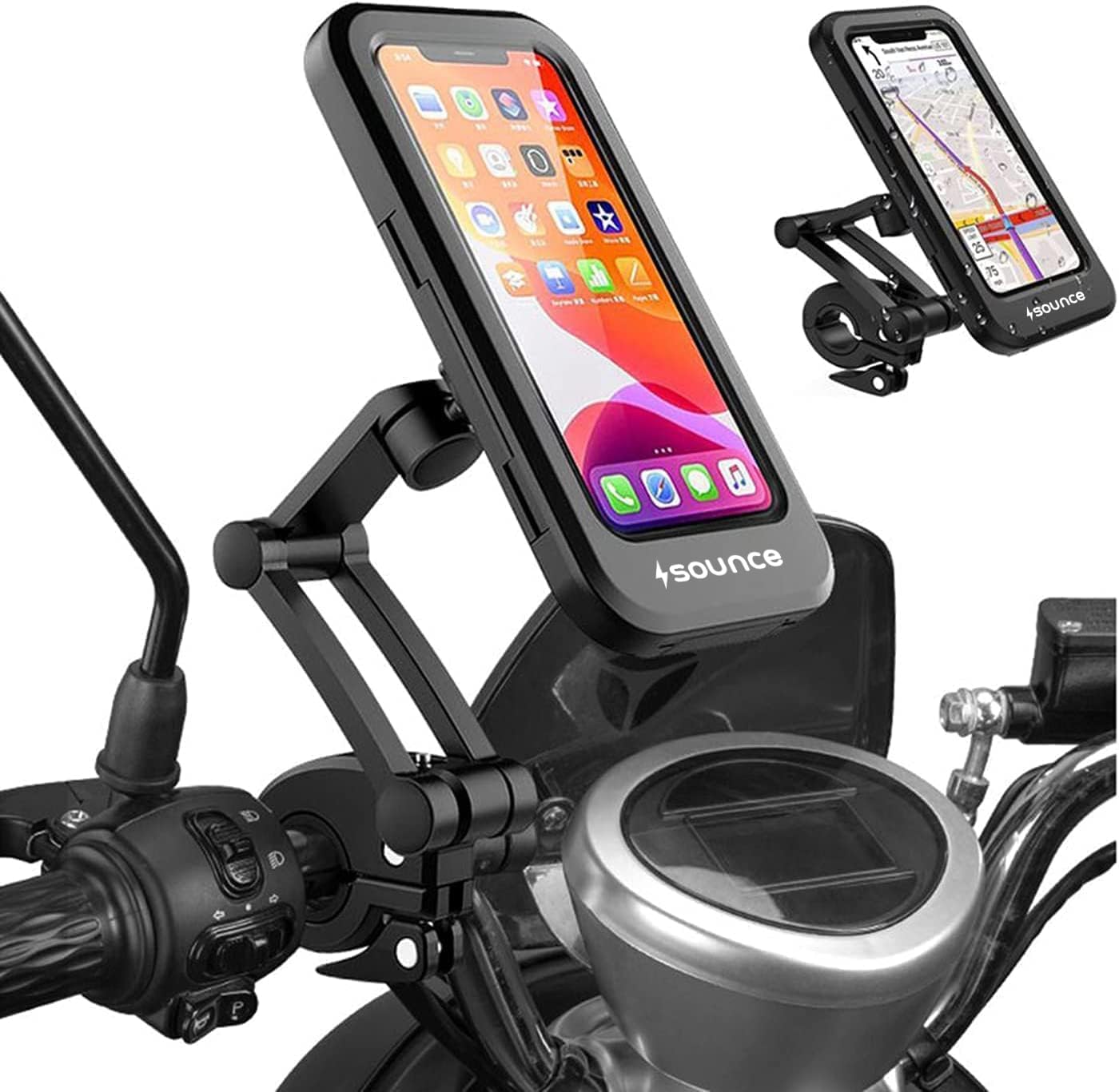 UK-1083 Bike Phone Mount Waterproof Phone Holder 360° Rotation Universal Handlebar Mount for 4-7.2 Inch Smartphones Bike Mobile Stand