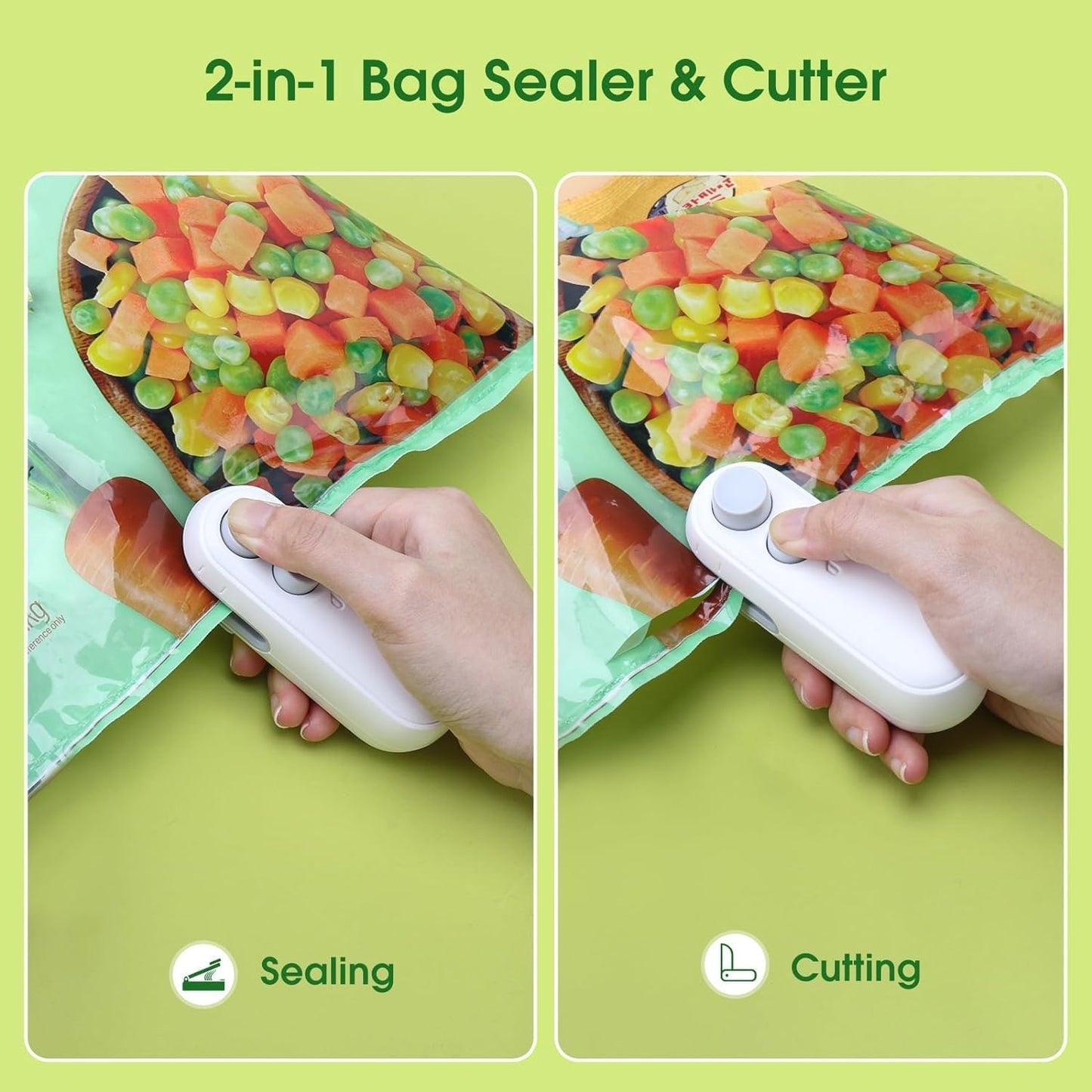 UK-0377 Portable Mini Sealing Machine 2 in 1 USB Rechargeable Magnetic Bag Sealer Heat Seal with Cutter, Plastic Bags Packing Machine Home Appliances