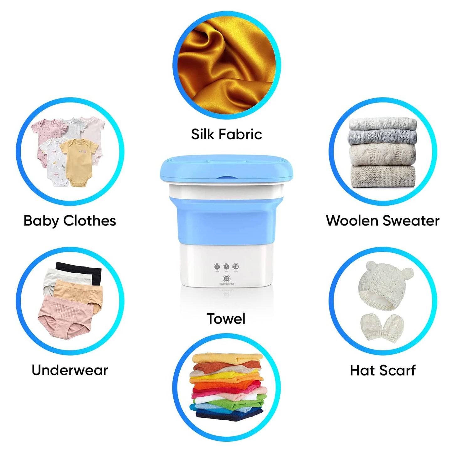 UK-0265 Mini Washing Machine Portable Folding Washing Machine Bucket Washer Single Person Use Mobile Foldable Washing & Spin Dry for Camping,Travel, Lightweight and Easy to Carry