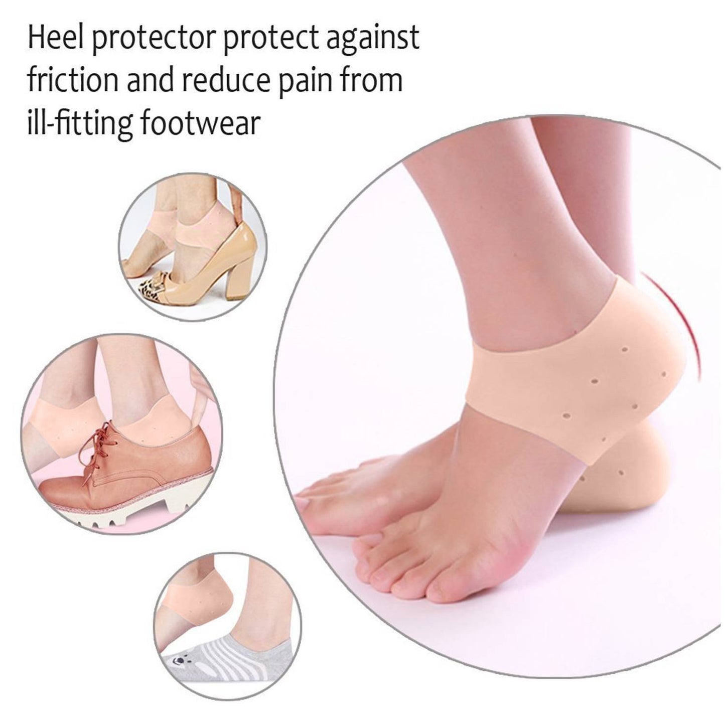 UK-0195 Heel Pad For Heel Pain Heel Socks Anti Crack Silicon Gel Heel And Foot Protector Moisturizing Socks