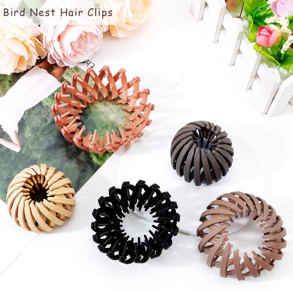 UK-0657 Birds Nest Hair Clip, 5Pcs Lazy Bird's Nest Plate Hairpin, Bun Maker Clips, Expandable Ponytail Holder Hair Pin