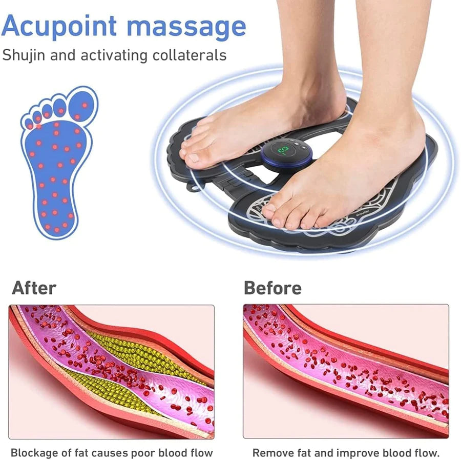 UK-0002 Deoxys Bioelectric Acupoints Massager Mat,EMS Foot Massager,Portable Foot Stimulator Massager Pads,Folding Electric Foot Massage Machine with 8 Modes and 19 Levels