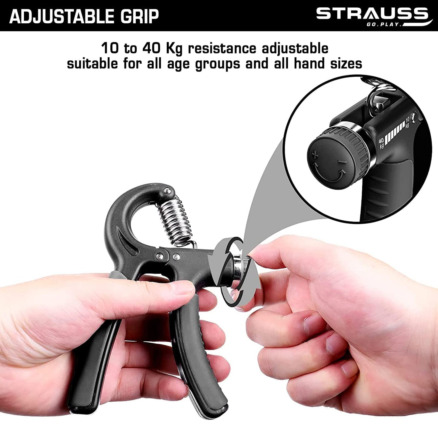 UK-0534 Adjustable Hand Grip Strengthener, Hand Gripper for Men & Women for Gym Workout Hand Exercise Equipment to Use in Home for Forearm Exercise, Finger Exercise Power Gripper ( 5 to 60kg )