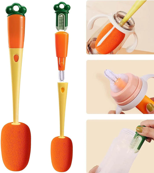 UK-0020 3 in 1 Multi Bottle Cleaning Brush,Sponge Baby Bottle Brush, Cup Lid Gap Bottle Cleaner Brush Cleaning Brush, Multifunctional Cup Brush with Long Handle for Water Bottles, Tumblers