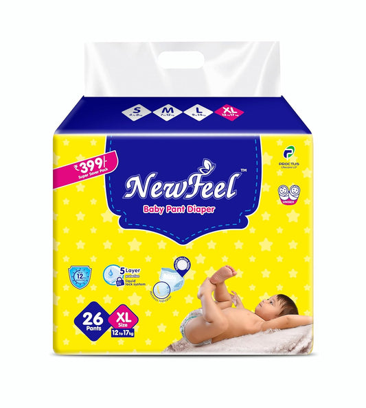 UK-0665 Newfeel Super Saver Baby pant Diapers Extra Large XL (26 pant) 12 to 17kg