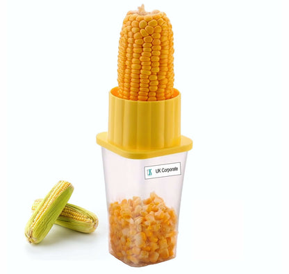 UK-0173 Corn Stripper with Container | Unbreakable Corn Cob Seeds Kernels Remover Cutter Peeler with Stainless Steel Blade