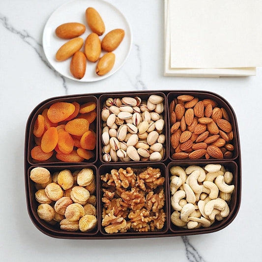 UK-0975 Rajwadi Style Container for Spices/Dry Fruit/Pickles/Chocolates/Mouth Freshener/Sweet Box Set with 6 Removable Cups for Kitchen, BPA Free Spice Container