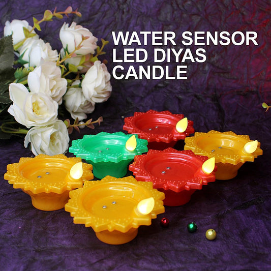 UK-0625 Water Diya Lights  Tea Light Candles Led Diyas for Home Decoration and Festival Multicolor (Set of 6)