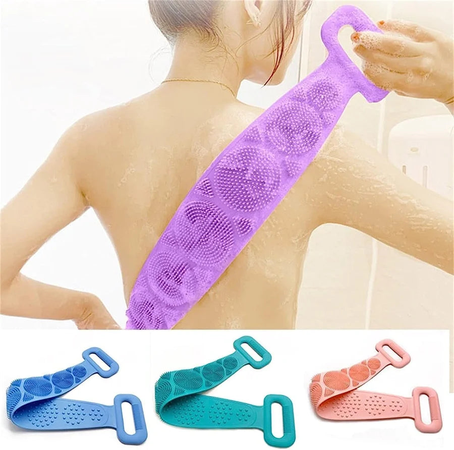 UK-0055 (Loos) Bath Body Brush Towel Eco-Friendly Back Scrubber Shower Brush Silicone Bath Body Brush