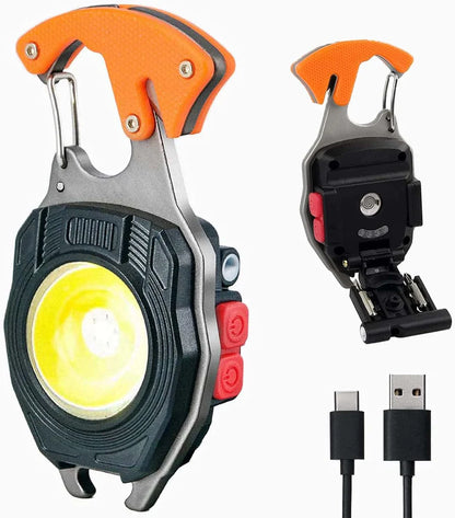 UK-0053 Multifunctional Keychain LED Rechargeable Flashlights with Lighter, Life-Saving Whistles, Screwdriver Bottle, Opener, Multiple Light Mode Portable Pocket Light for Outoor Hiking