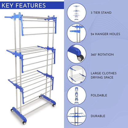 3 Layer  Stainless Steel  Cloth Stand for Drying Clothes