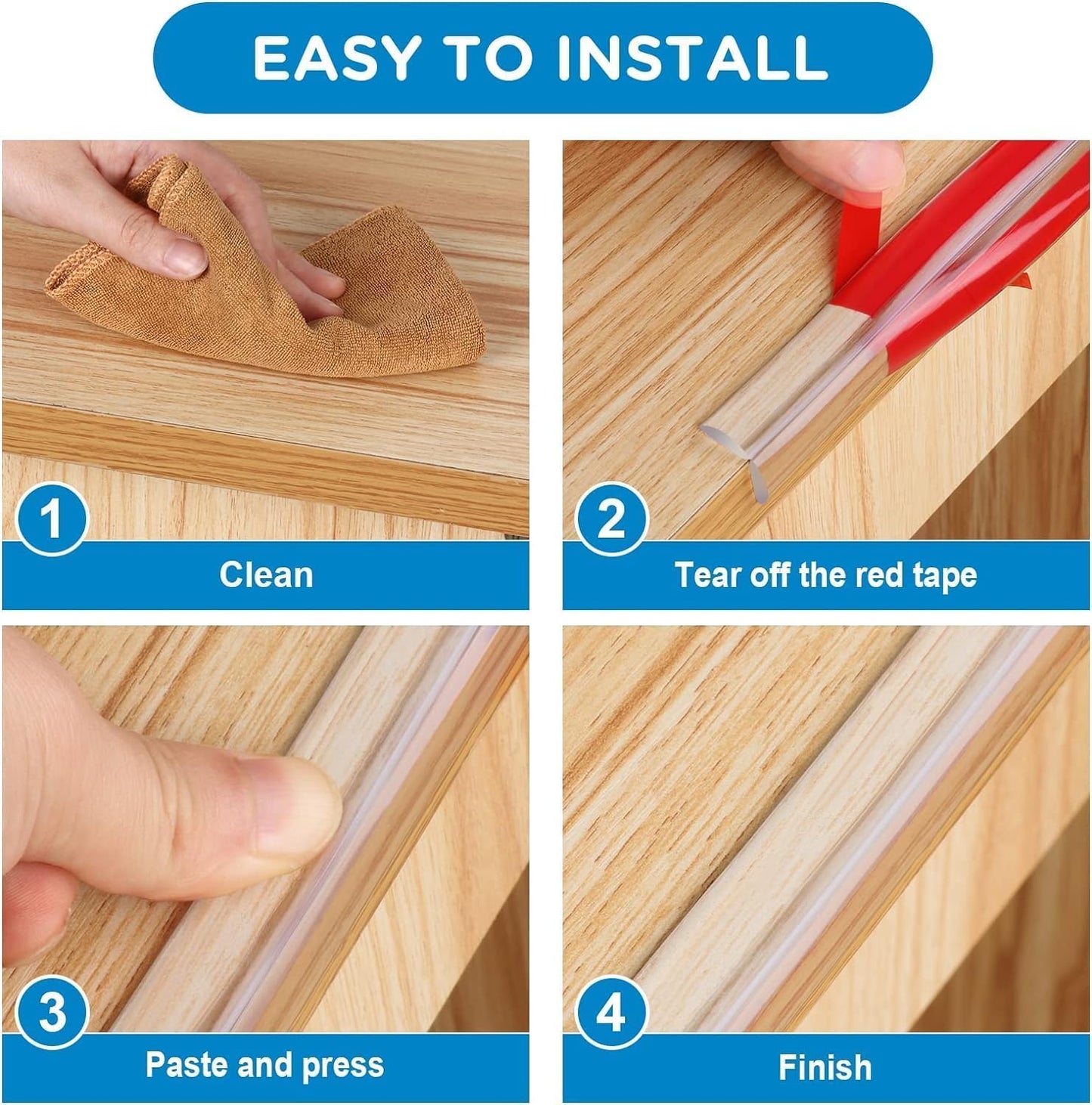 UK-1027 Corner Guards, Strip Customized Self- Adhesive Protector Tape with Silicone Bumper Strip Triangle Cuttable Corner Guards, Protector Strip(1 Meter)