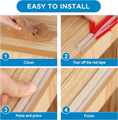 UK-1027 Corner Guards, Strip Customized Self- Adhesive Protector Tape with Silicone Bumper Strip Triangle Cuttable Corner Guards, Protector Strip(1 Meter)